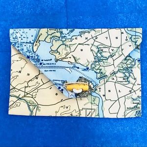 NEW without TAGS Handmade envelope purse with map of South Carolina